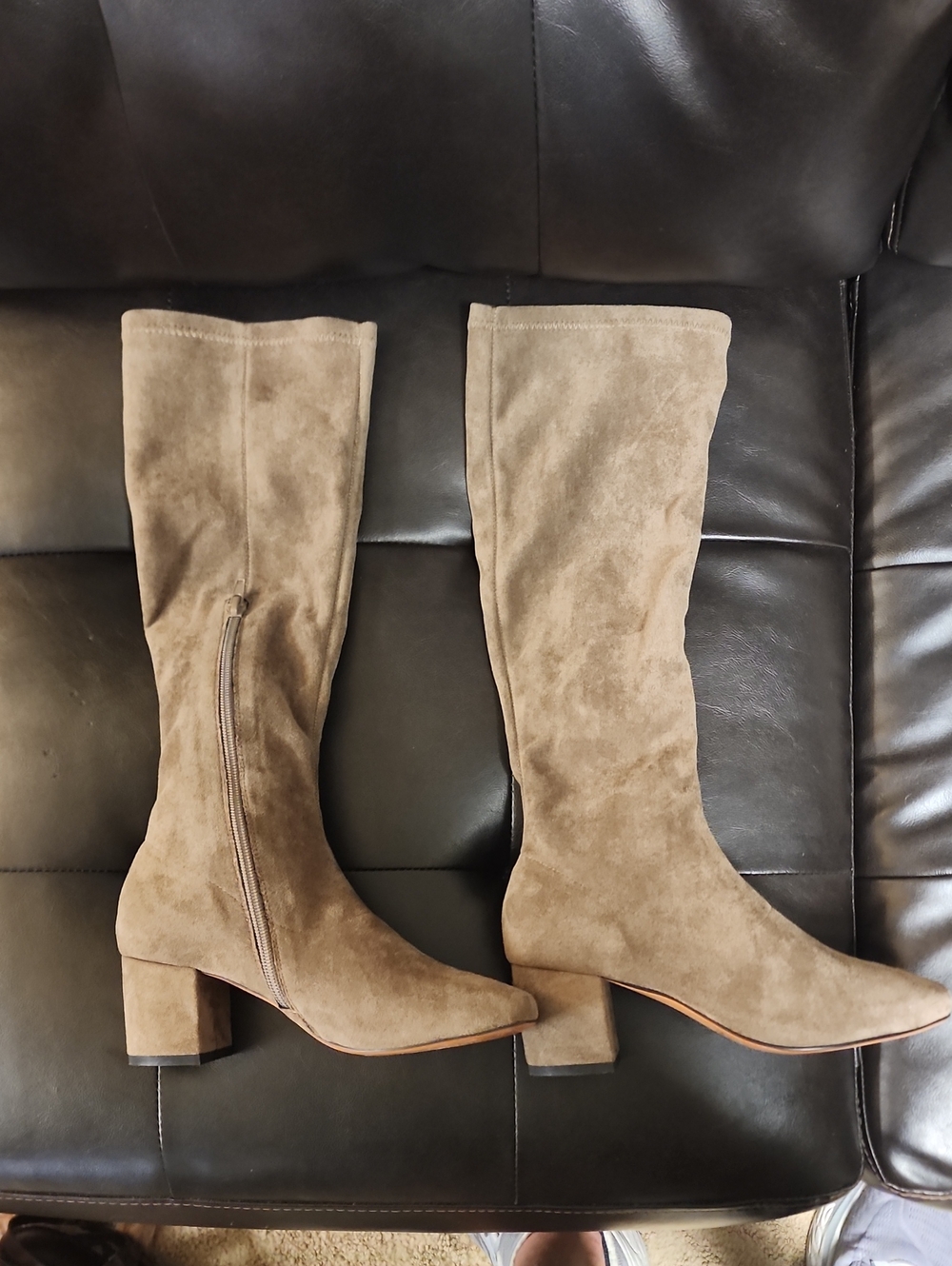 Silent D Women’s Knee-High Suede Block Heel Boots - Taupe